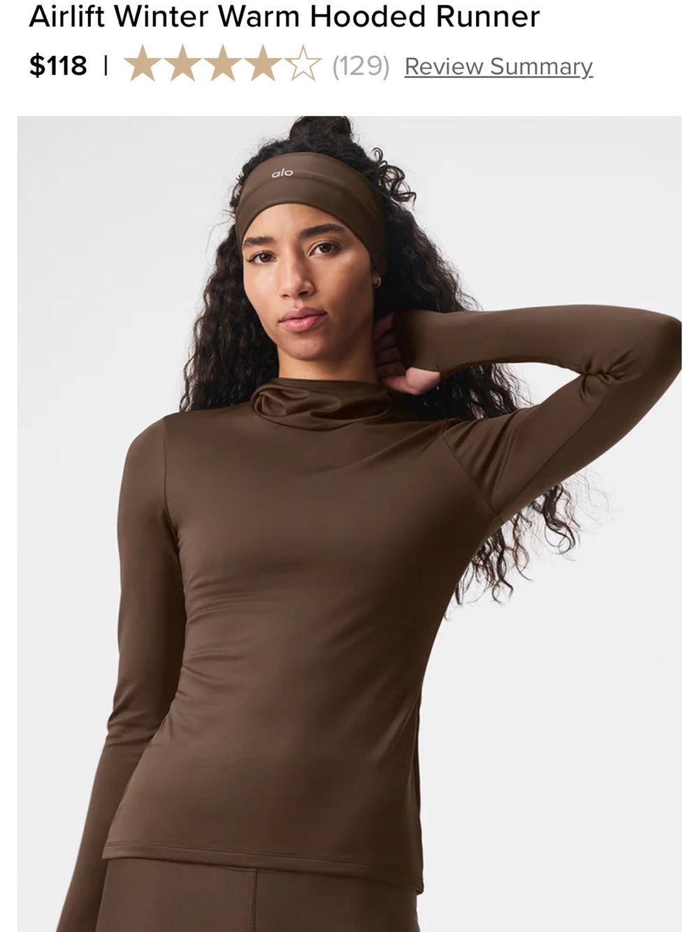 ALO Yoga Brown Hooded Performance Top